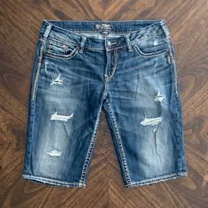 Silver Denim Bermuda Shorts